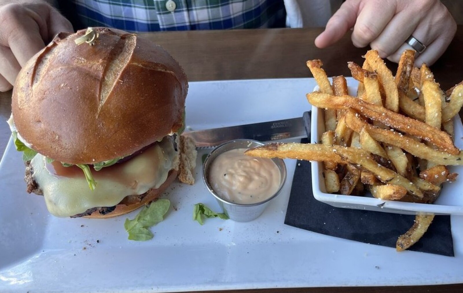 Buffalo Nickel Burger at Black Sheep Cafe located in Provo, UT.