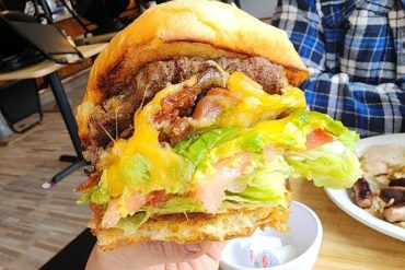 Burger at The Corner Cafe located in Lowell, MA.