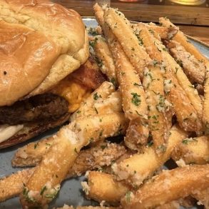 Burger at Tap and Pour located in Warner Robins, GA.