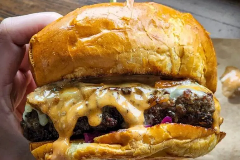 Burger at Village Butcher and Market located in Morgantown, WV.