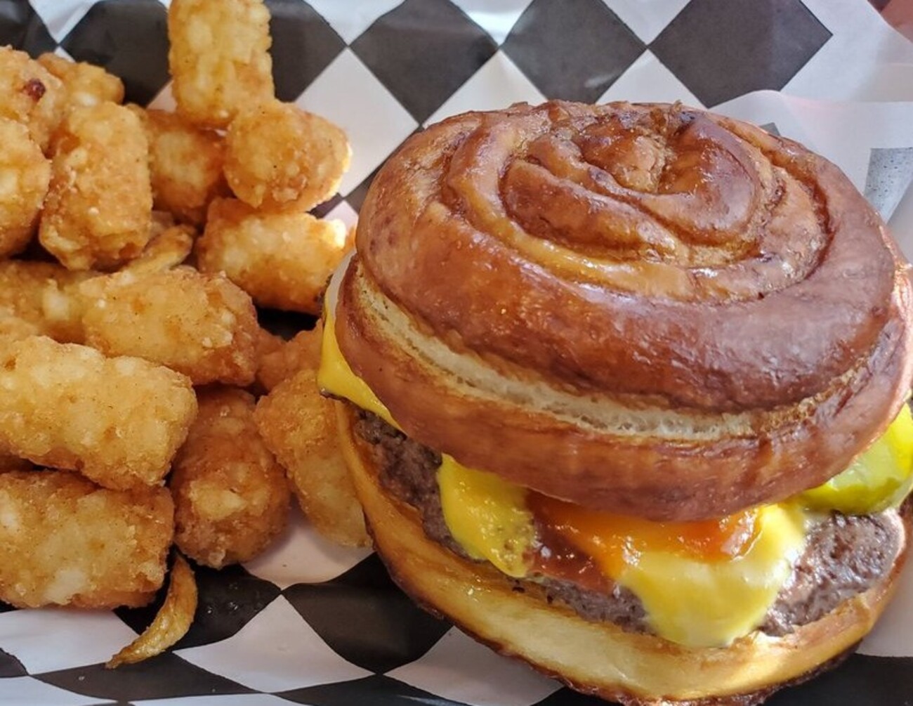Burger at Twisted Burger Diner located in Flint, MI. 