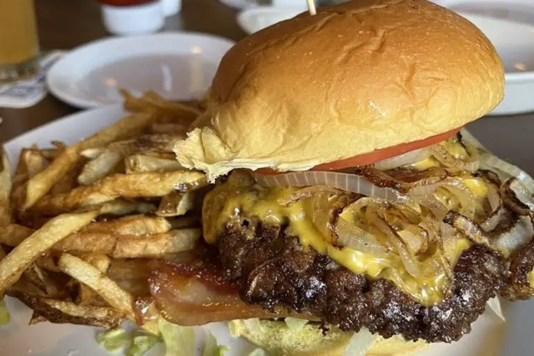 Burger at Morgan's Tap & Grill located in Fort Wayne, IN.