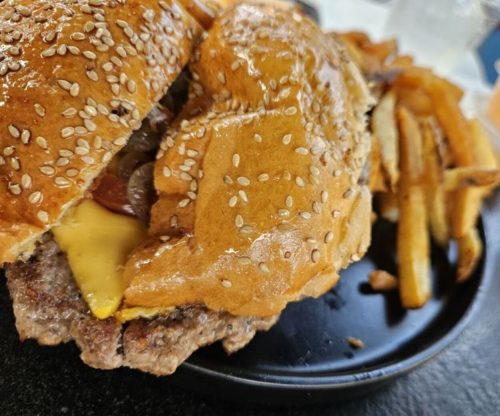 Burger at Diego's Food Truck located in McAllen, TX.