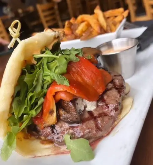 Burger at Black Sheep Cafe located in Provo, UT.