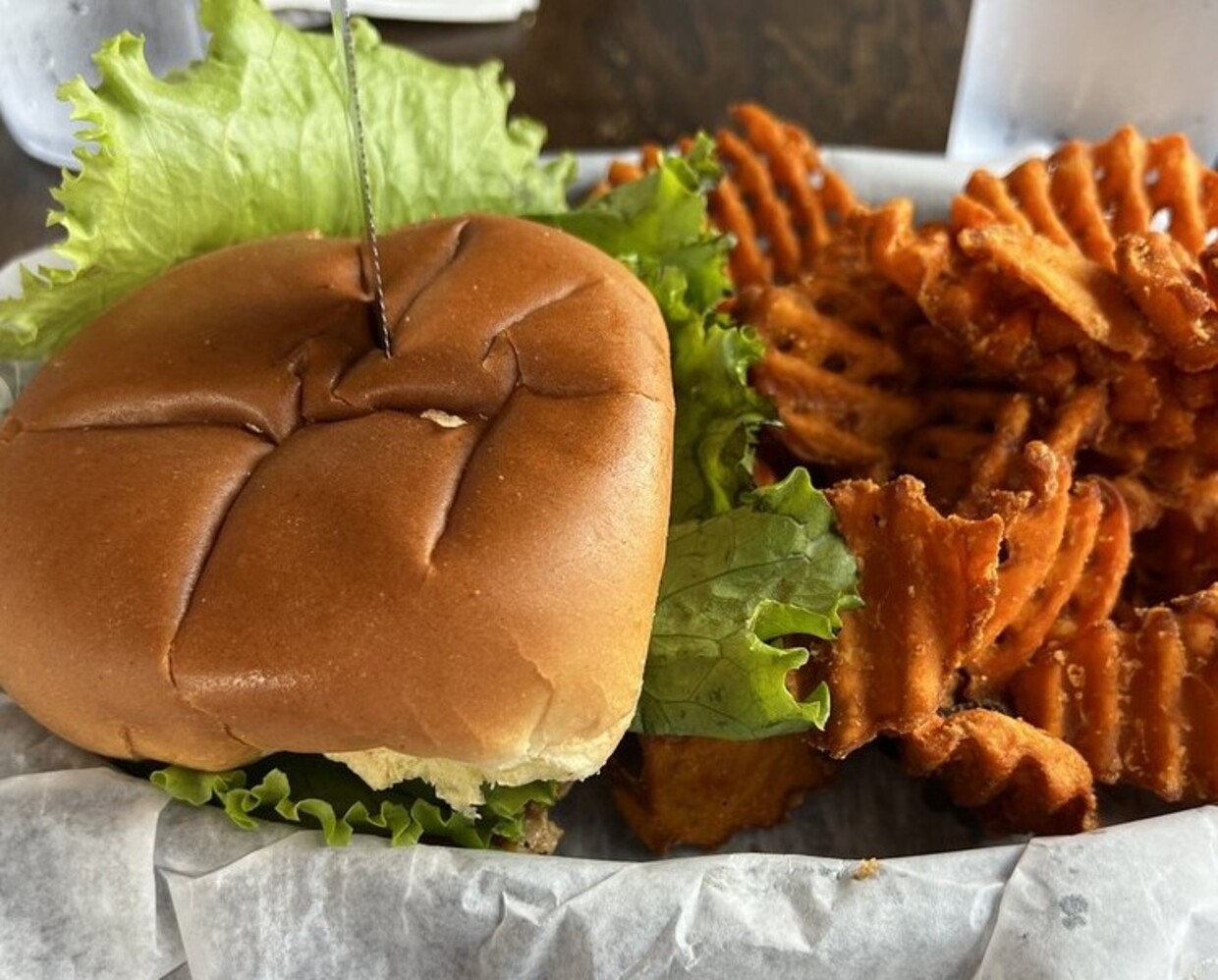 Burger at Savage's Ale House located in Muncie, IN.