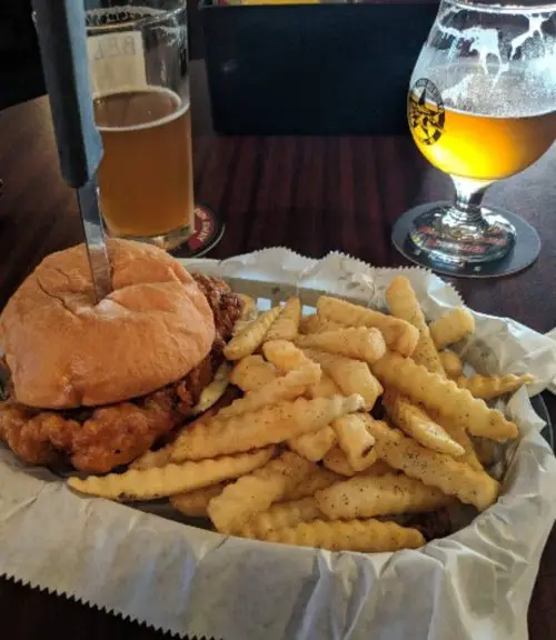 Burger at Savage's Ale House located in Muncie, IN.