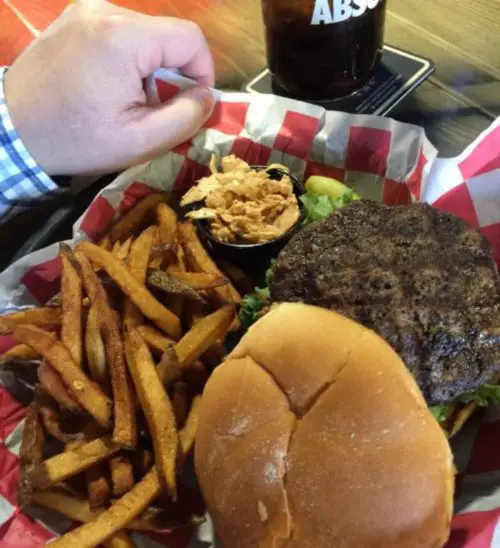 Burger at The Garage located in Kenosha, WI.