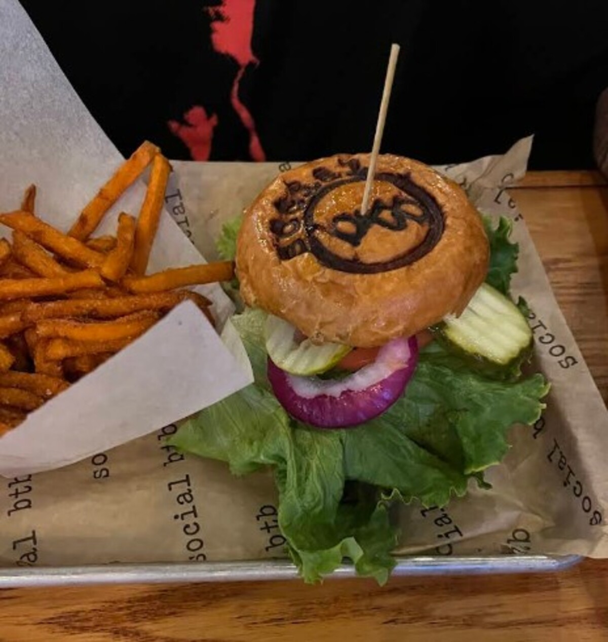 Burger at Social BTB located in Joplin, MO. 