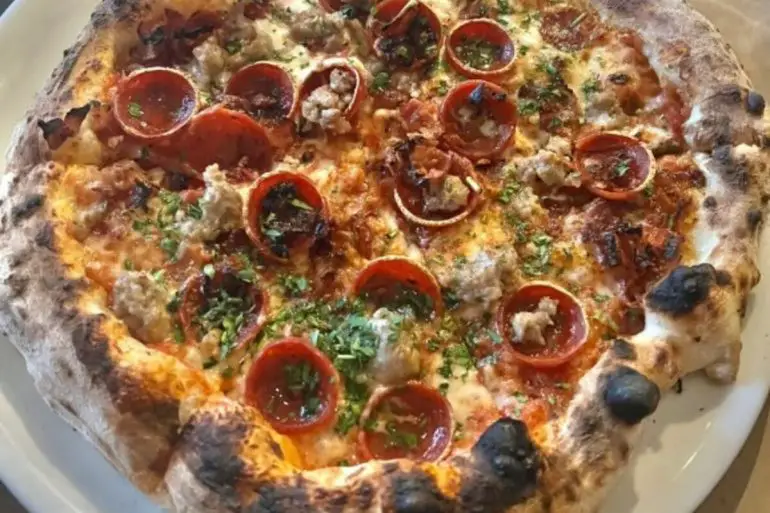 Carnavori pizza at Ciao Restaurant & Bar located in Lynn, MA.