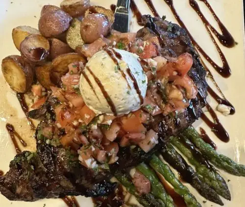 Charred asparagus at Mike's Grillhouse located in Modesto, CA.