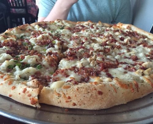 Chicken, Bacon, Ranch Pizza and Mashed Potato Pizza at Fetta Specialty Pizza & Spirits located in Owensboro, KY.