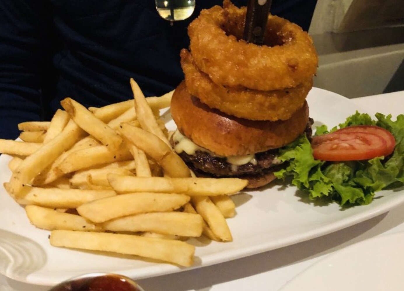 Colorado Bison burger at Butcher & Barrel located in Racine, WI. 
