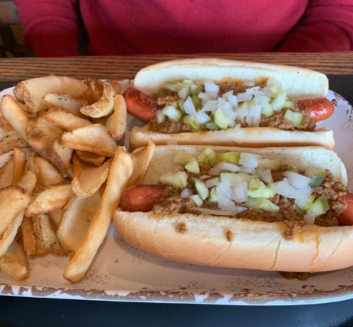 Coney dogs with wood chips 