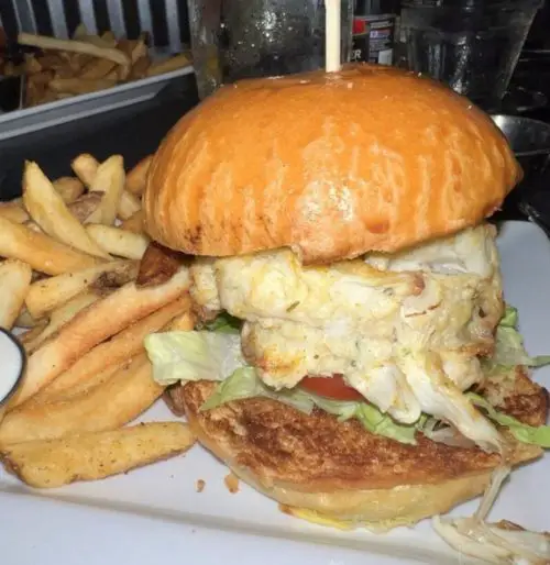 Crab cake sandwich at Rockfish Public House located in York, PA.