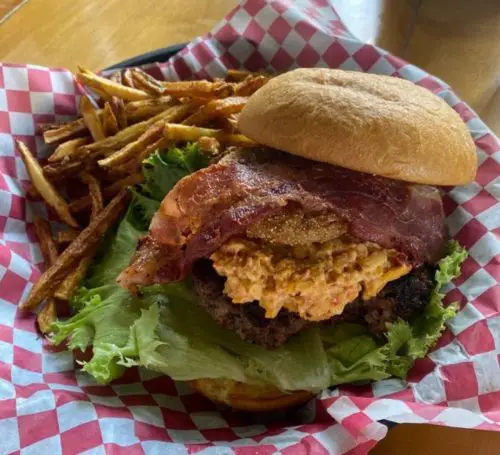 Deep South Burger at Backwoods Burger Bar located in Kingsport, TN.