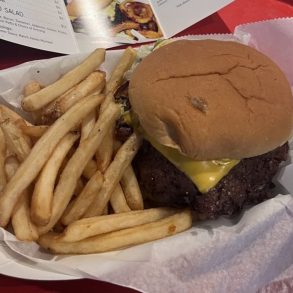 Double hamburger at Hammered Cow located in Mobile, AL.