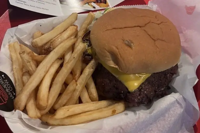 Double hamburger at Hammered Cow located in Mobile, AL.