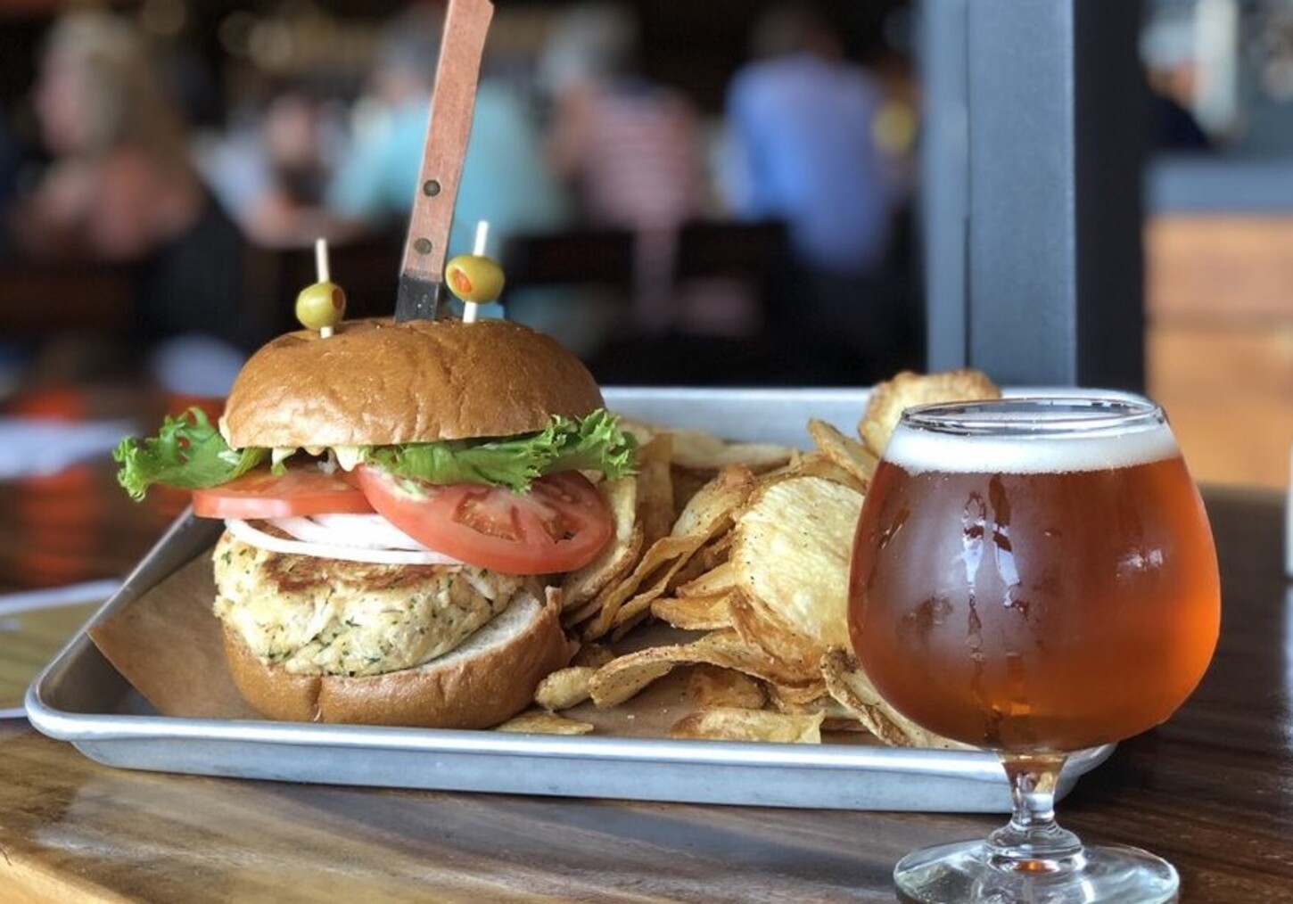 Ed Reed Maryland Crab Cake headwich at Fat Head's Brewery located in Canton, OH. 