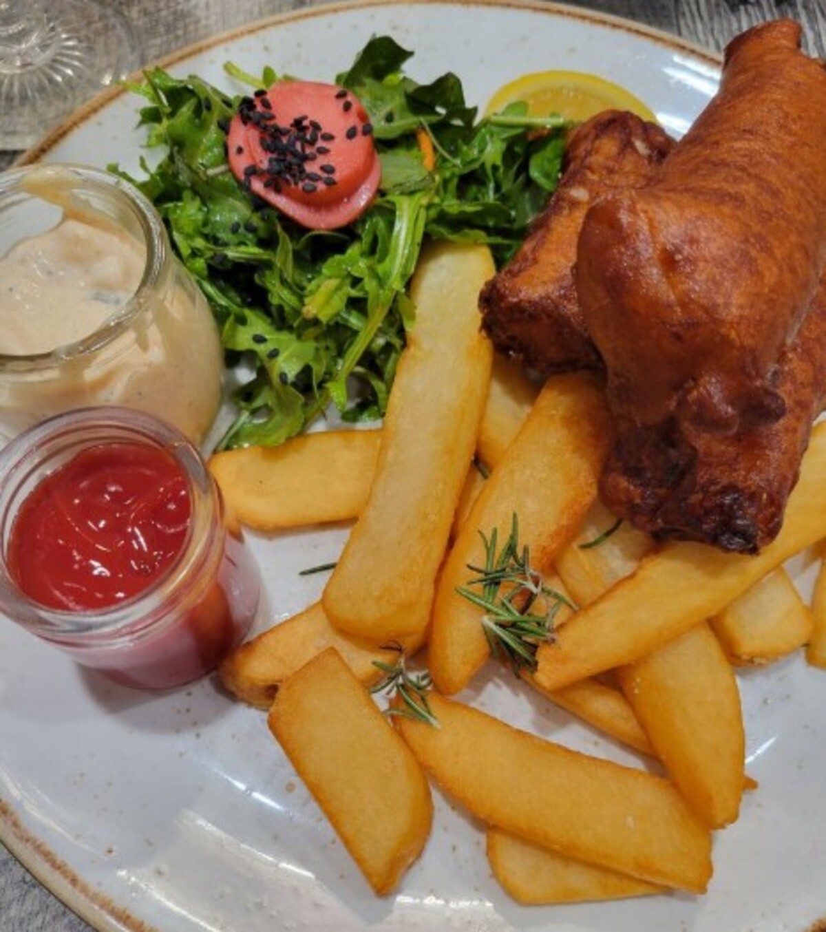 Fish and chips at The Aussie Grind located in Frisco, TX. 