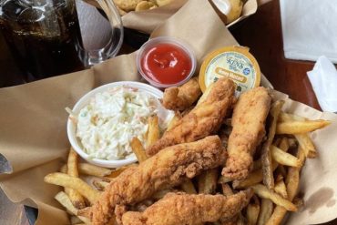 Fish, fries, and fried pickles at Emma's Southern Kitchen located in Knoxville, TN.