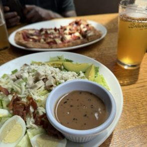 Chicken Avocado Cobb Salad, TriFecta Pizza at Chattanooga Brewing Co. located in Chattanooga, TN.