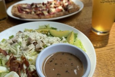 Chicken Avocado Cobb Salad, TriFecta Pizza at Chattanooga Brewing Co. located in Chattanooga, TN.