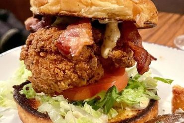 Fried Chicken Sandwich at Tupelo Honey Southern Kitchen & Bar located in Asheville, NC.