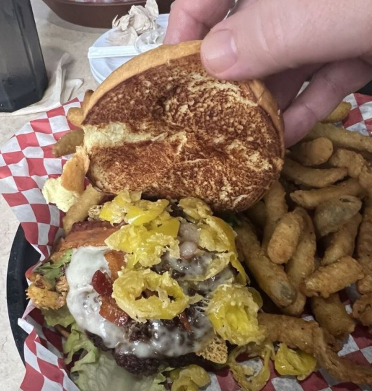 Gone Bananas Burger at Backwoods Burger Bar located in Kingsport, TN. 