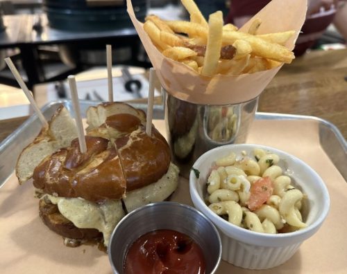 Gordon's Smash Burger and fries at Firestone's located in Erie, PA.