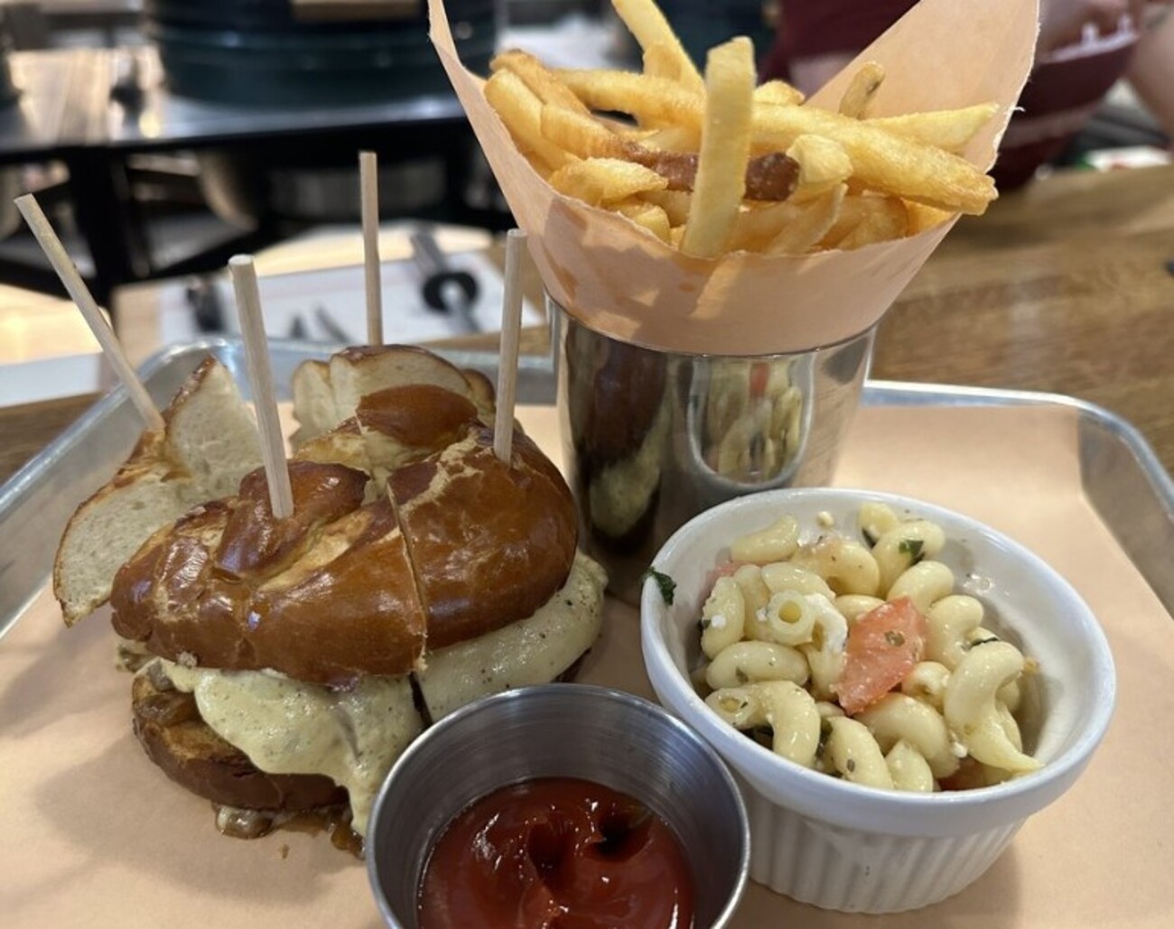 Gordon's Smash Burger and fries at Firestone's located in Erie, PA. 