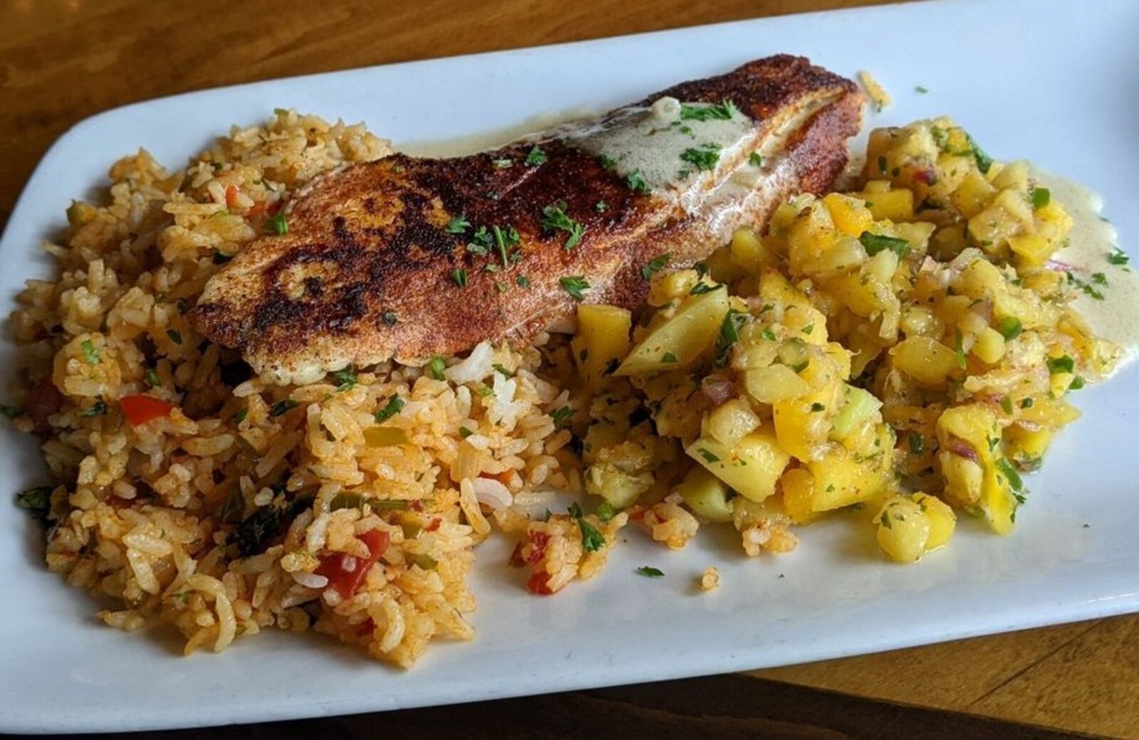 Grand Isle barramudi at Harry's Seafood Bar and Grille located in Lakeland, FL.