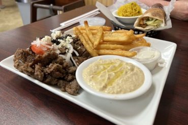 Gyro platter and Shawarma Chicken at Chef Moussa located in Peoria, IL.