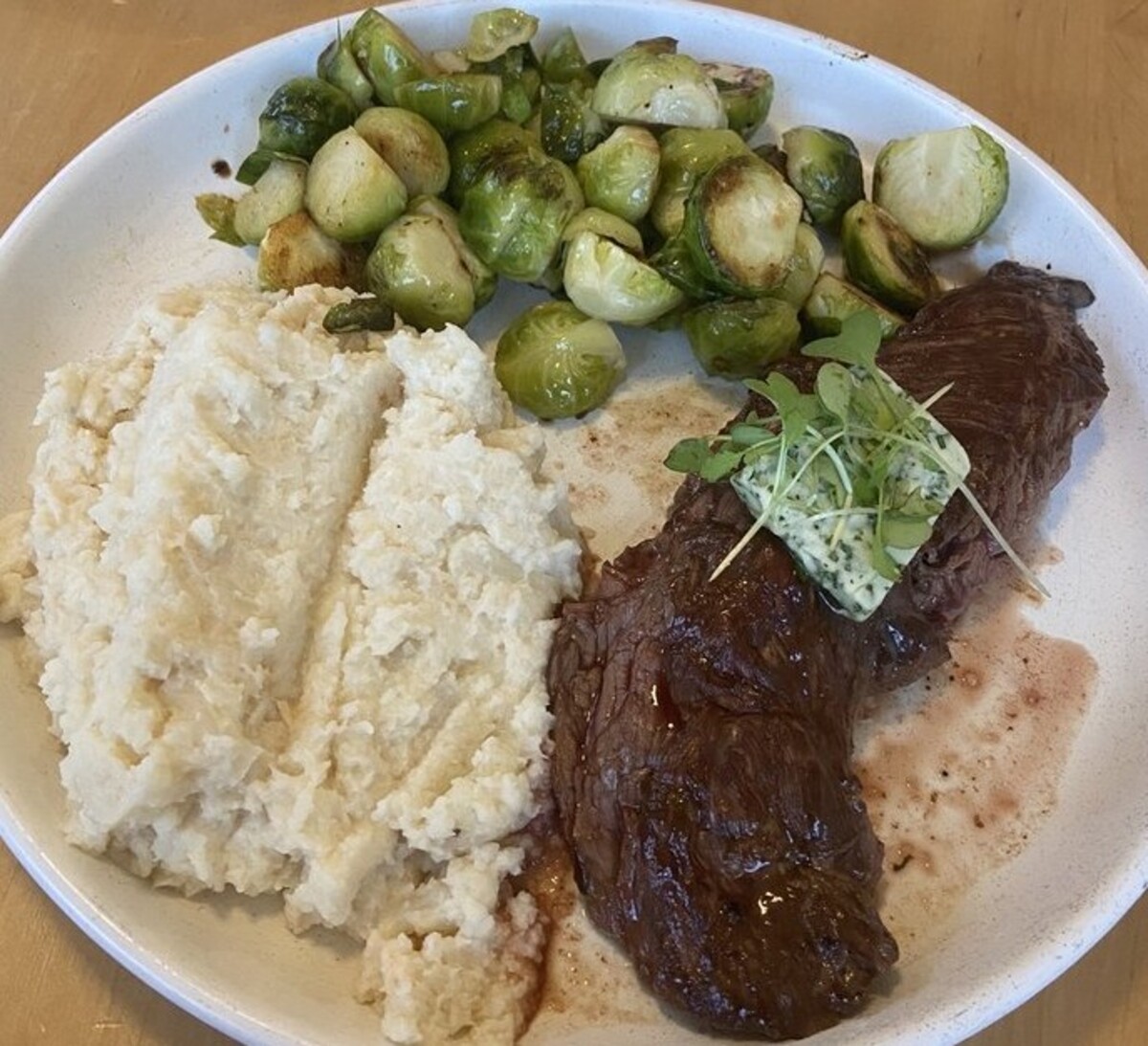 Hanger steak at Good Kitchen + Market located in Marietta, GA.