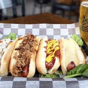 Hotdogs at The Pour Farm Tavern located in New Bedford, MA.