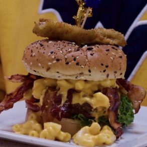 Mac and cheese burgers at Poky Dot located in Fairmont, WV.