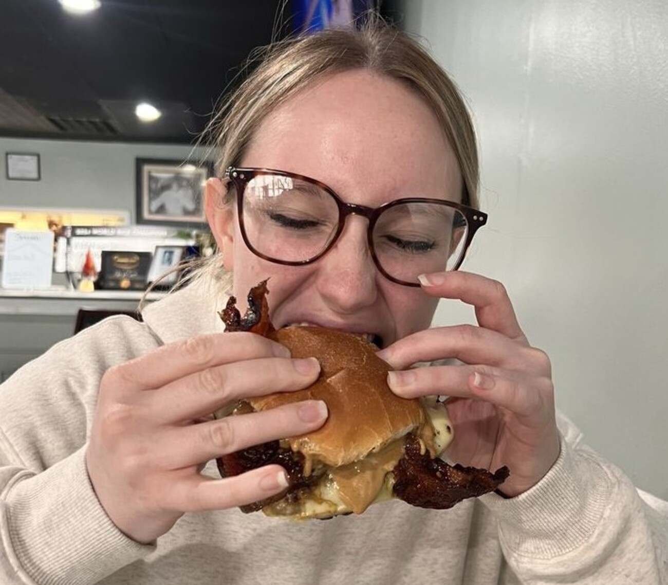 Peanut Butter Bacon Burger at Chef Von & Mom located in Scranton, PA. 