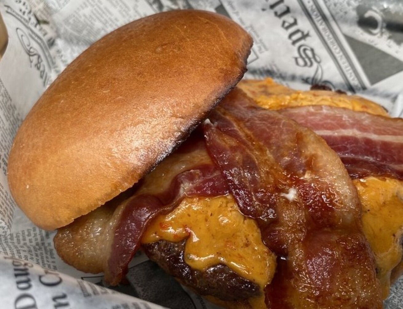 Pimento Burger at Tap and Pour located in Warner Robins, GA. 