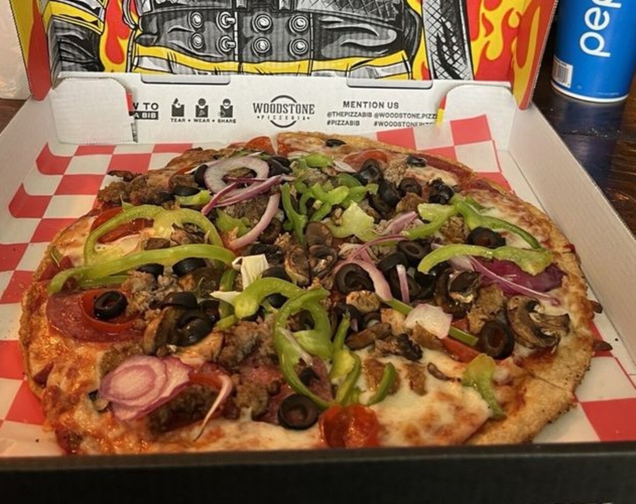 Pizza at Woodstone Pizzeria located in Bakersfield, CA. 