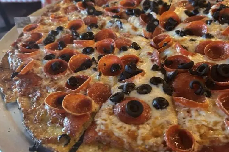 Pizza at Woodstone Pizzeria located in Bakersfield, CA.