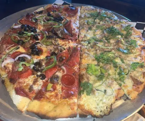 Pizza at Woodstone Pizzeria located in Bakersfield, CA.