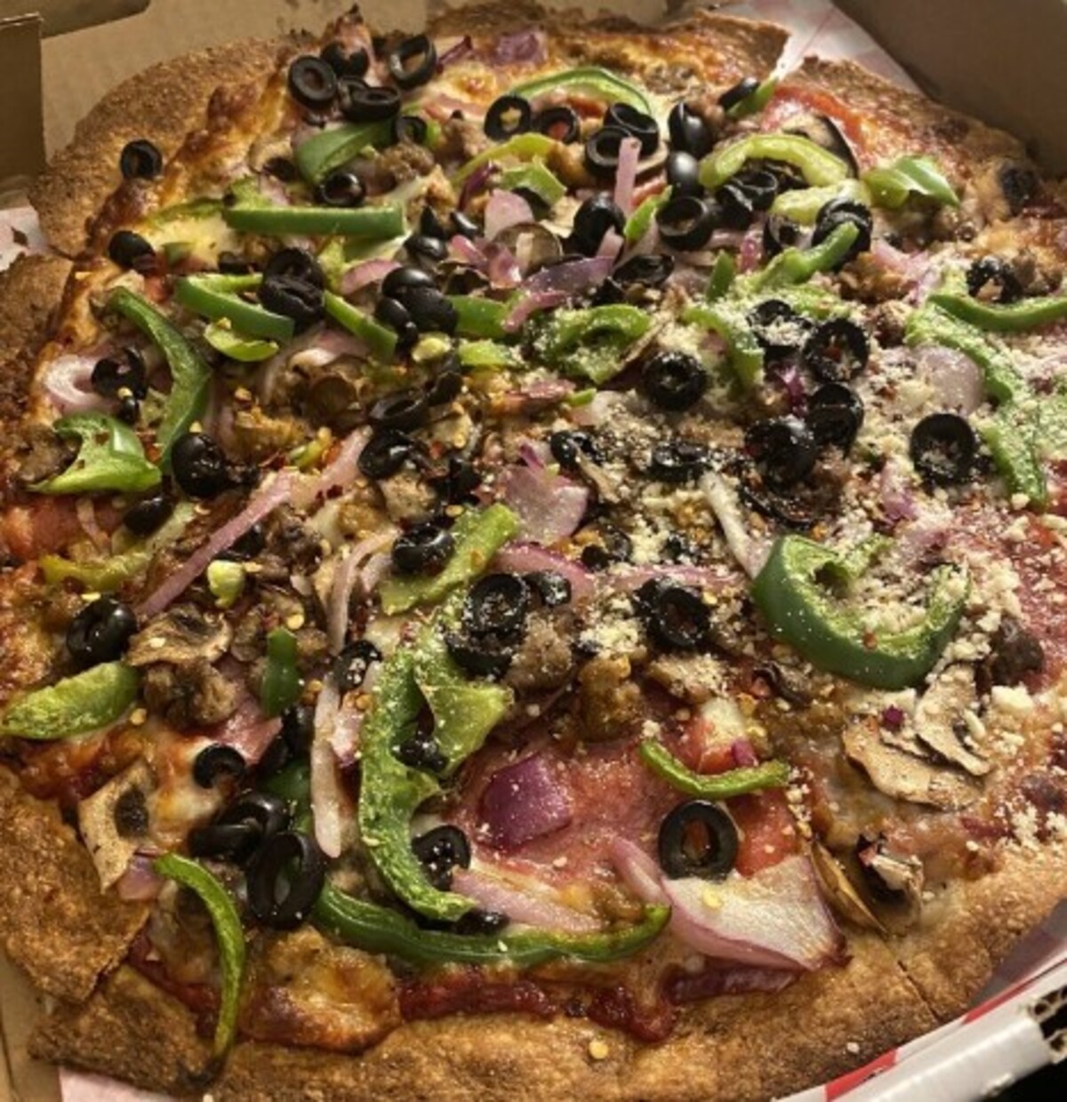 Pizza at Woodstone Pizzeria located in Bakersfield, CA. 