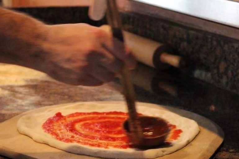 Pizza dough at The Italian Joint located in Kissimmee, FL.