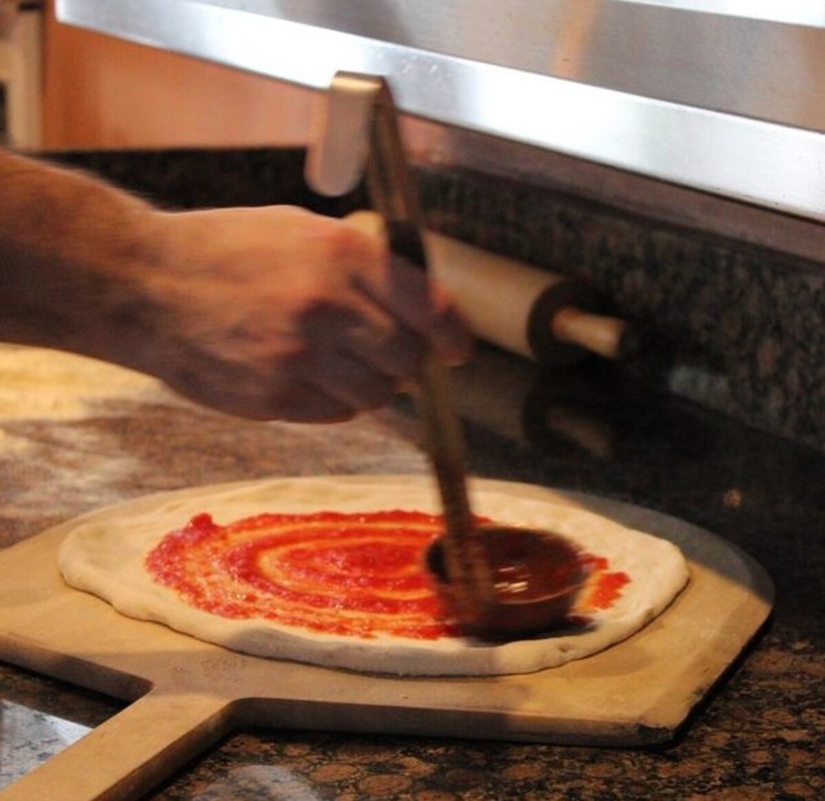Pizza dough at The Italian Joint located in Kissimmee, FL. 