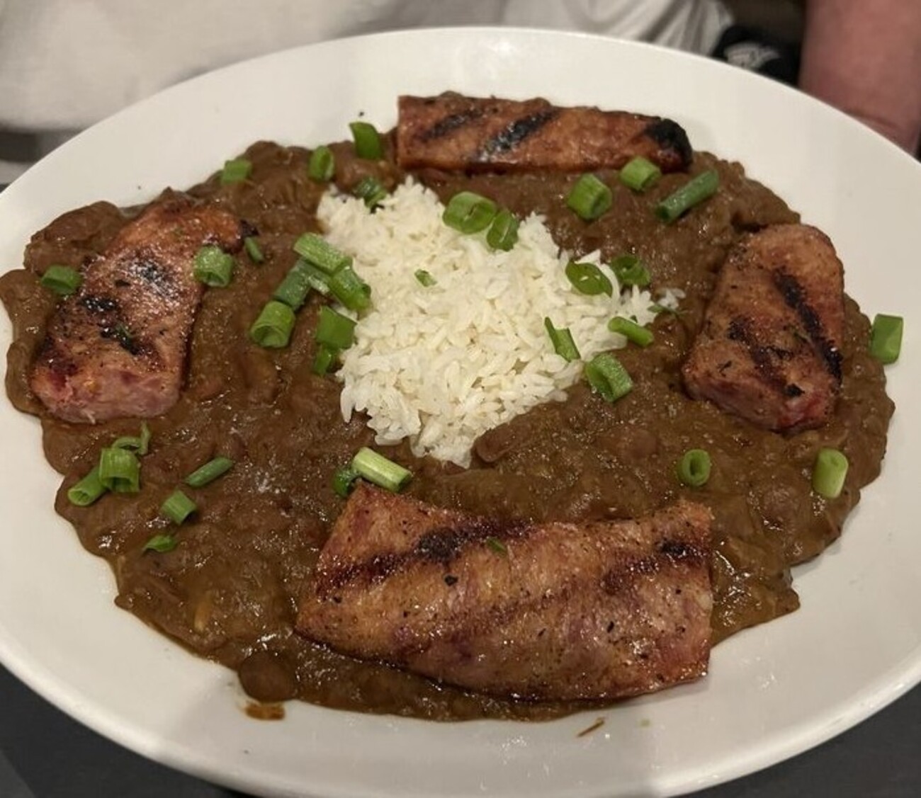 Red Beans & Rice with Smoked Sausage at Harry's Seafood Bar and Grille located in Lakeland, FL.
