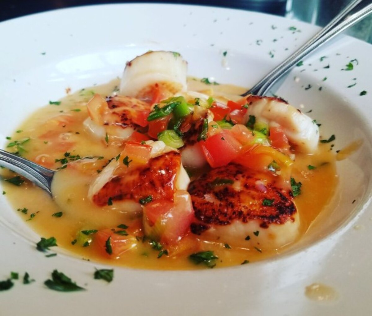 Scallop appetizer at Mike's Grillhouse located in Modesto, CA. 