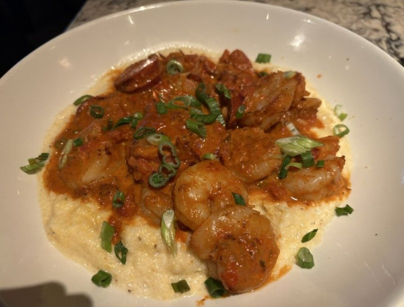 Shrimp and grits at Firebirds Wood Fired Grill located in Murfreesboro, TN. 