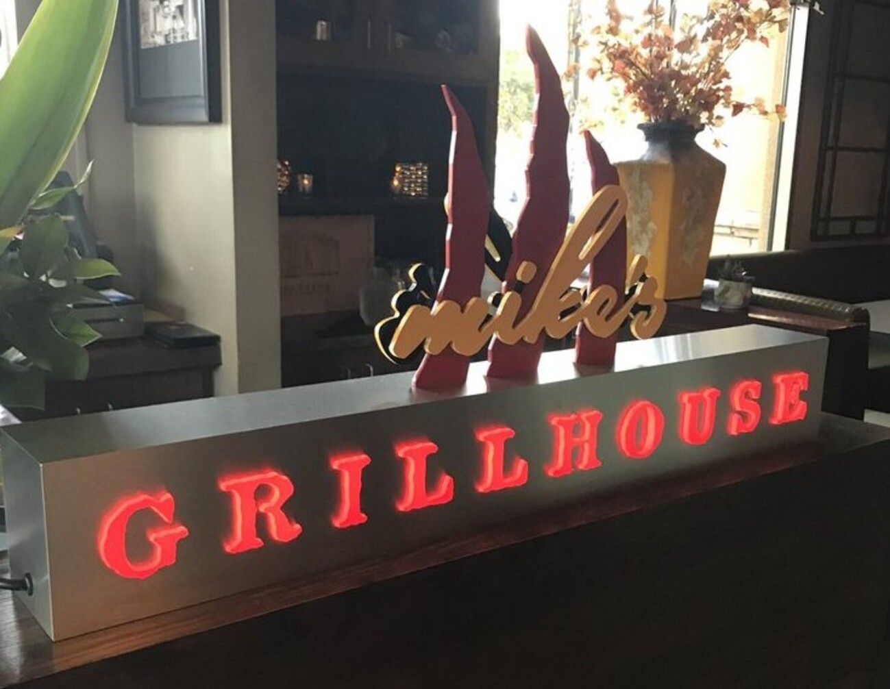 Signage at Mike's Grillhouse located in Modesto, CA. 