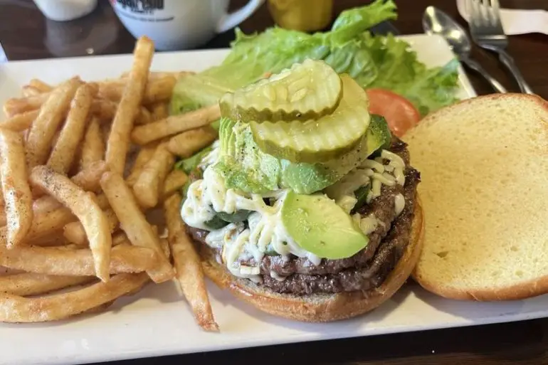 Spicy Jack burger at Eddie's Diner located in Plano, TX.