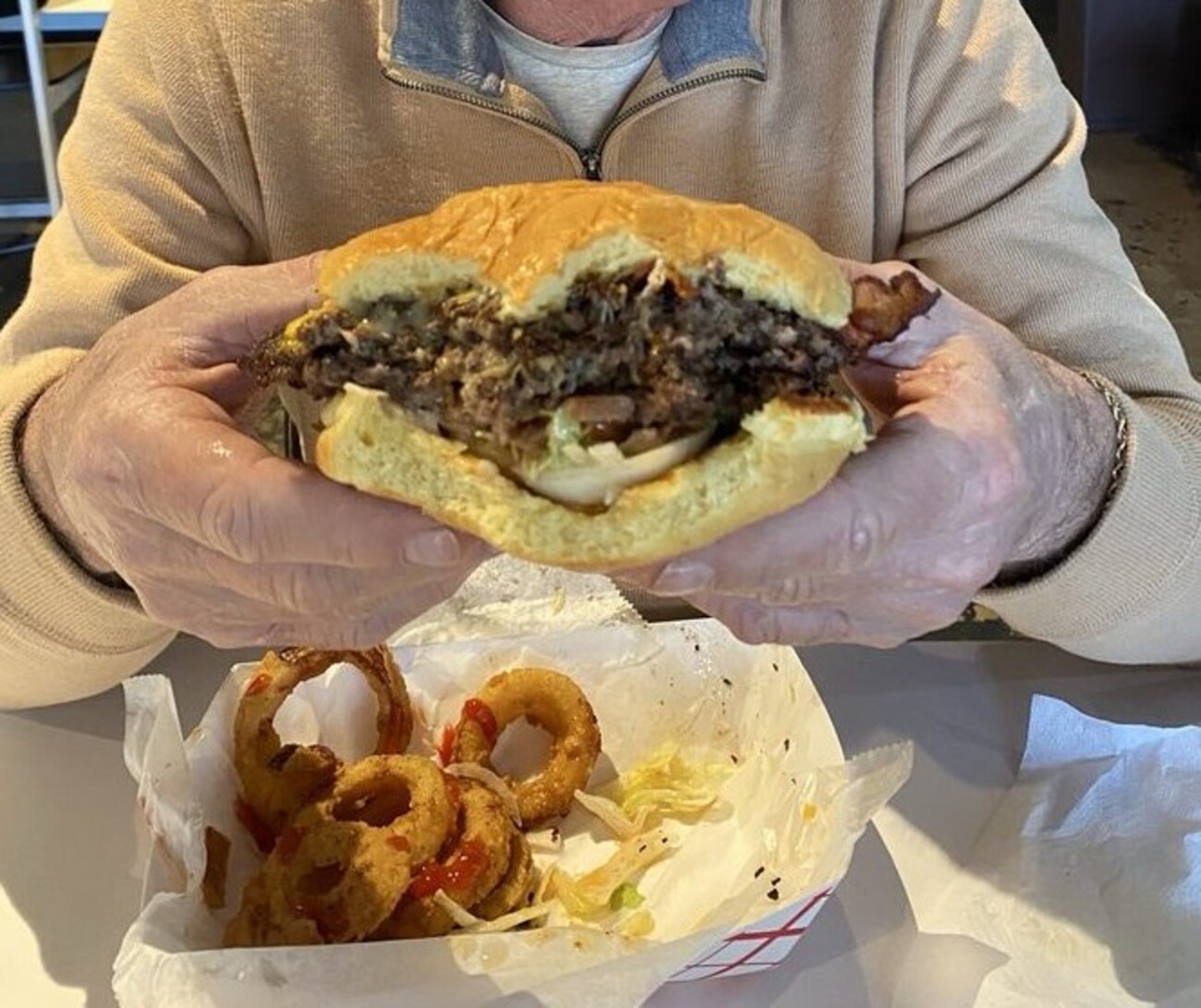 The Hammered Cow burger at Hammered Cow located in Mobile, AL. 