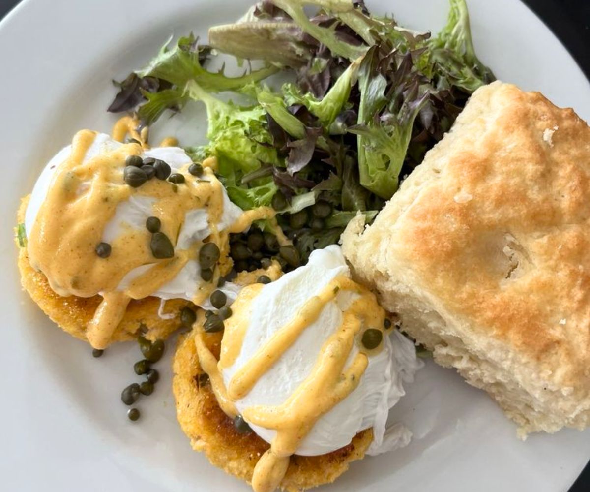 Salmon Cakes Eggs Benedict at Mama's Boy in Athens, Georgia